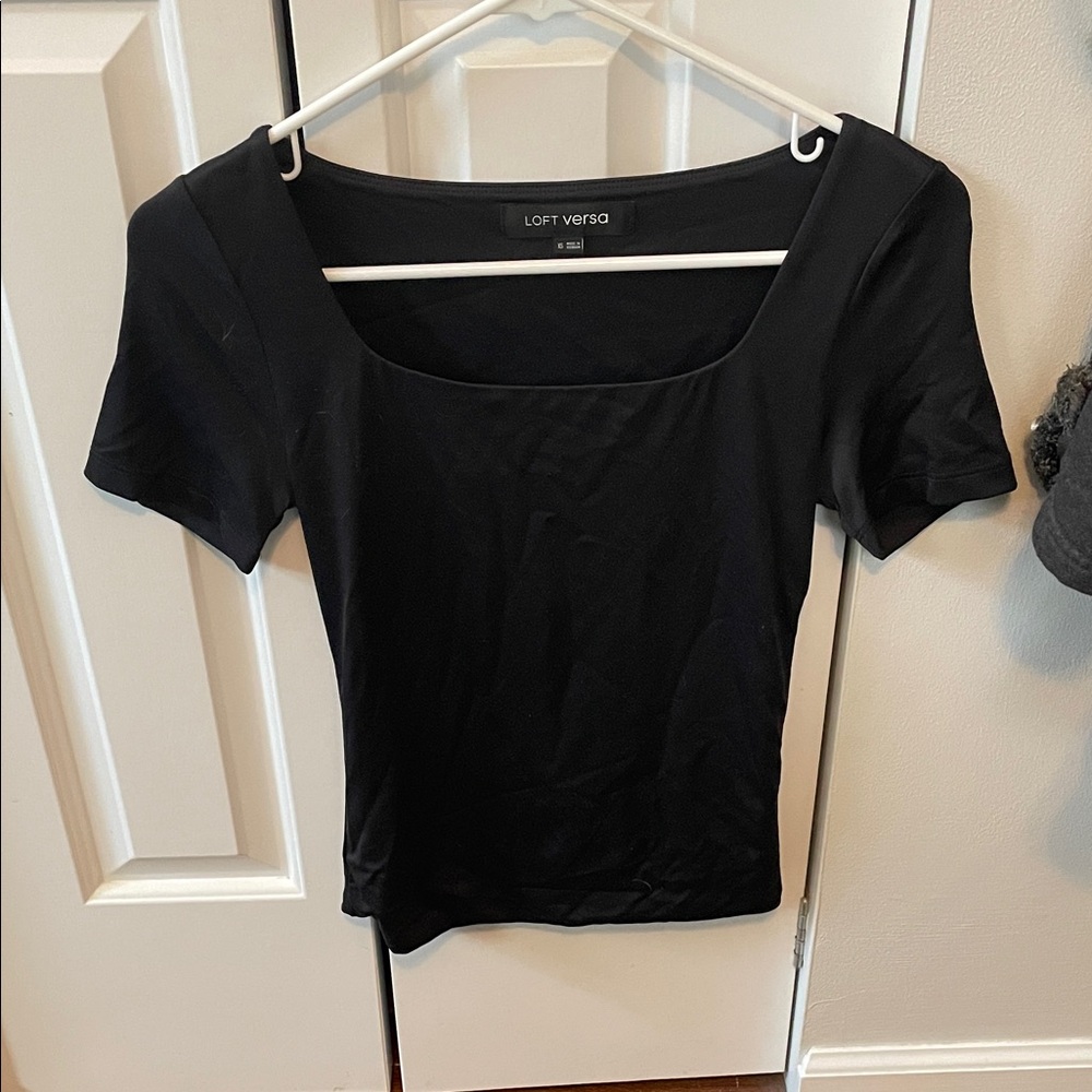 LOFT Black Short Sleeve Women's Top